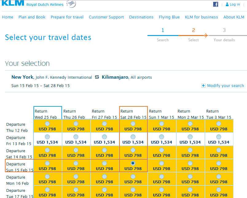 Klm Low Fare Calendar