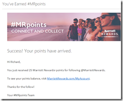 MRPoints arrival email