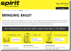 cost of bags spirit