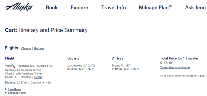 AA LAX to Miami $113 one-way, but only 