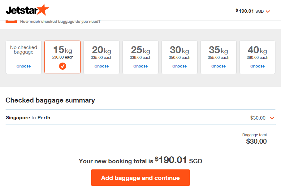 jetstar asia checked baggage fee