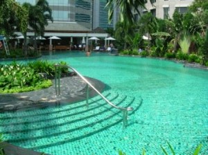 Conrad Hotel pool, Bangkok, Thailand