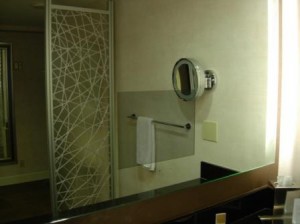 Hyatt Regency San Francisco bathroom TV in mirror