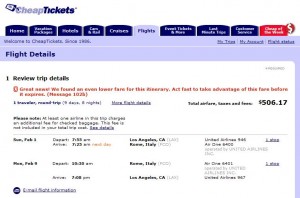 CheapTickets Reprices fare as $506