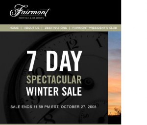 Fairmont Hotels Winter Sale advertisement