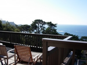 Hyatt Highlands Inn deck view, Carmel Highlands, California