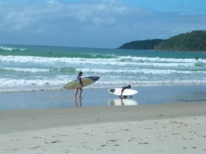 Noosa Beach Australia children surfers