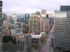 Vancouver Skyline view from Sheraton Wall Centre