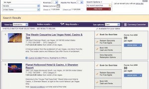 Starwood Hotel Rates When Searching Las Vegas 11-17-08