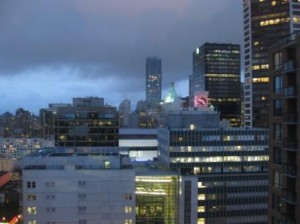 Vancouver Westin Grand western view at dusk