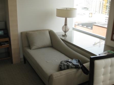 St. Regis San Francisco Room 1202 chaise lounge and window ledge
