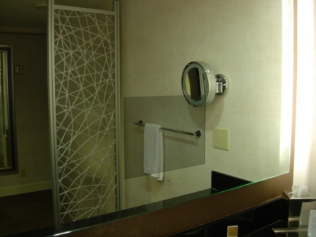 Hyatt Regency built-in bathroom mirror TV (not turned on)