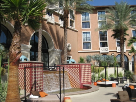 Loews Lake Las Vegas Resort lounge beds on terrace