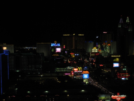 Las Vegas Strip view at night from Room 2339 Planet Hollywood