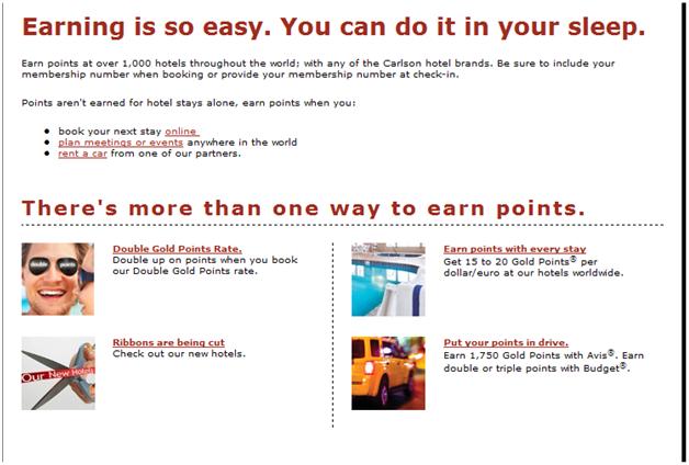 Goldpoints Plus Ways to earn points option with hotel stays earning link