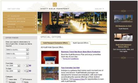 Hyatt Gold Passport Special Offers page (G Bonus link in right column)