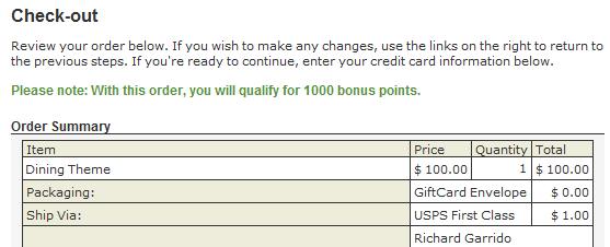 Marriott GiftCard Bonus Points
