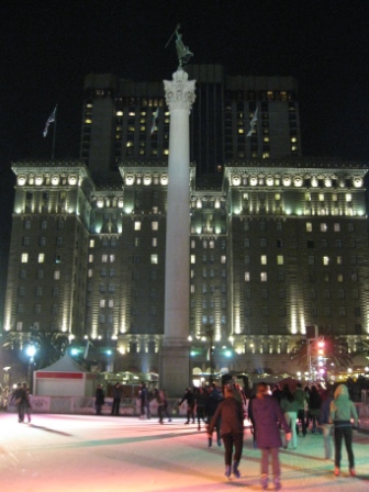 Union Square ice skating and Westin St. Francis Hotel
