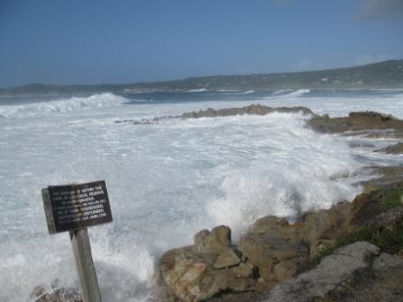 Waves crashing at road level Carmel Point, Tuesday, Jan 19, 2010