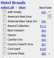a screenshot of a hotel list