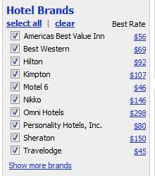 a screenshot of a hotel list