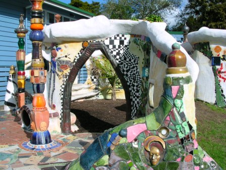 a mosaic structure in a park