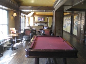 a pool table in a room