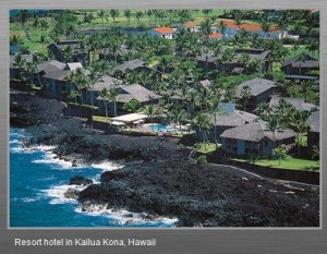 a resort on the shore of the ocean