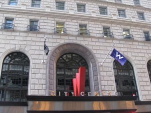 a building with a sign on the front