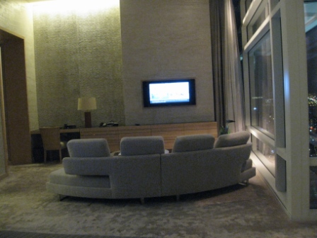 a living room with a television