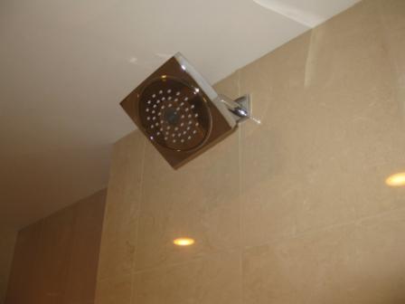 a shower head mounted on a wall