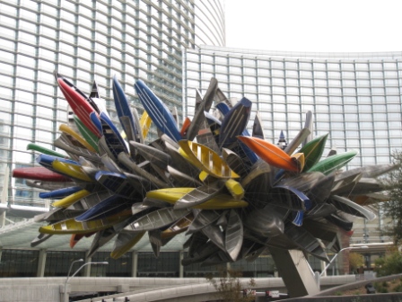 a sculpture of many boats in a bunch