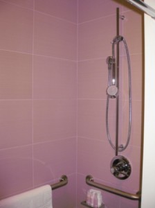 a shower with a shower head