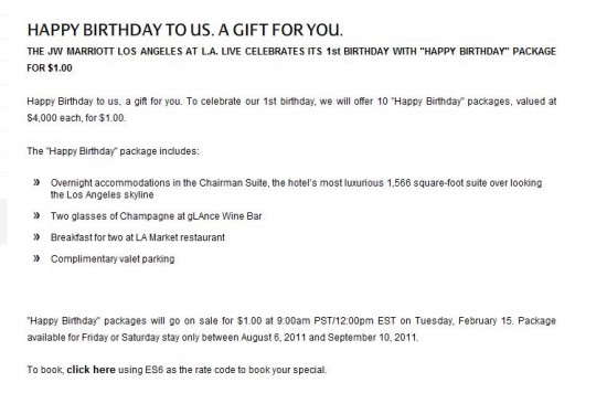 a birthday email with a list of items