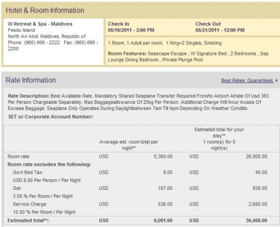 a screenshot of a hotel information