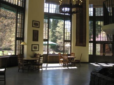 a room with large windows