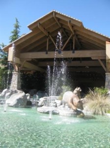 a fountain in front of a building