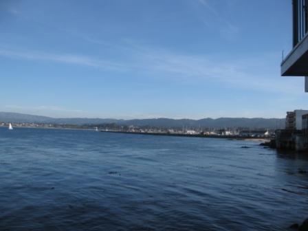 a body of water with a city in the background