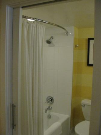 a shower and toilet in a bathroom