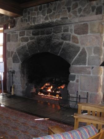 a fireplace with a fire in it