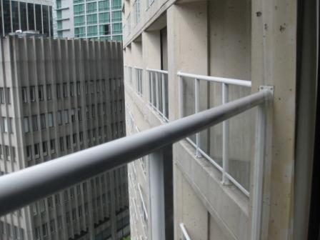 a metal railing on a building