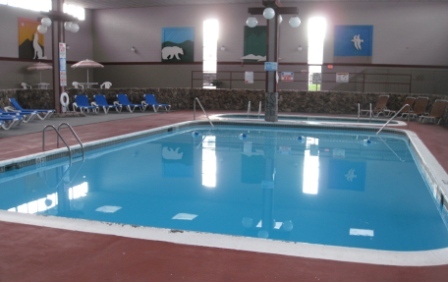 a swimming pool in a building