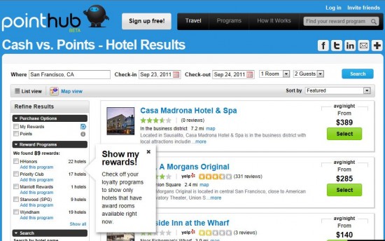 a screenshot of a hotel results