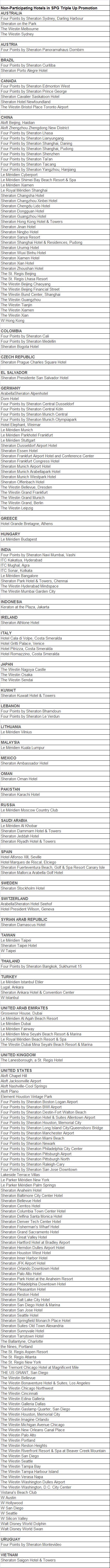 a list of hotels and resorts