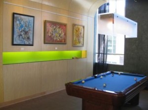 a pool table in a room