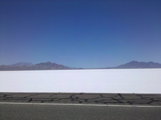 a road with a flat white surface