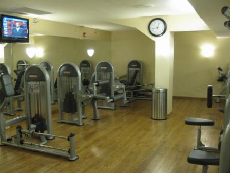 a gym with several machines