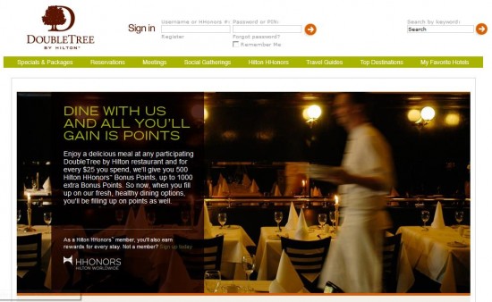 a website with a person walking in a restaurant