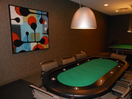 a poker table in a room