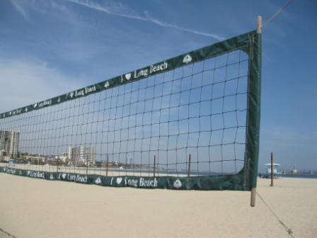 a volleyball net on a beach